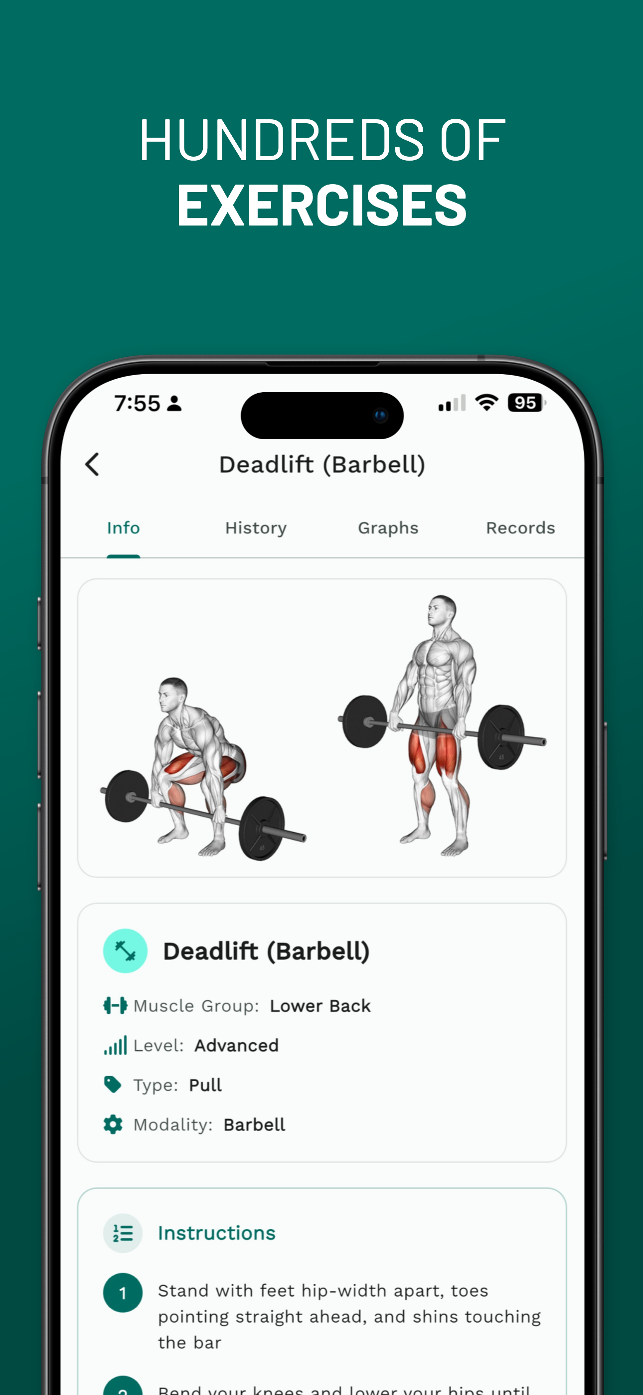 Extensive exercise library